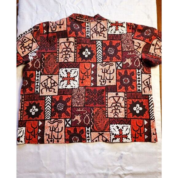 VTG 60s Hawaiian Red Tribal Floral Petroglyphs Shirt & Capri Short Set XL Hawaii - Picture 12 of 16
